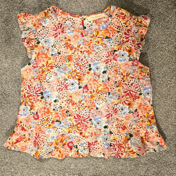 Solitaire Spring Floral Ruffle Sleeve & Waist Detail Embroidery Size Small - Picture 1 of 8